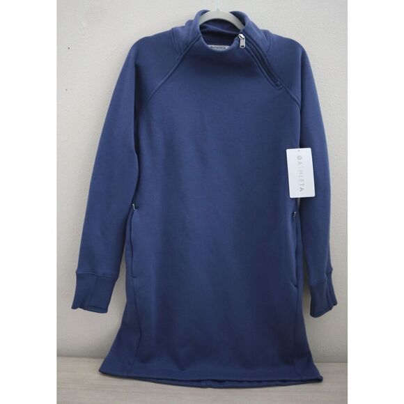 Athleta 787313-002 Women's Sz S Chrome Blue Cozy Karma L/S Sweatshirt Dress - Picture 1 of 15